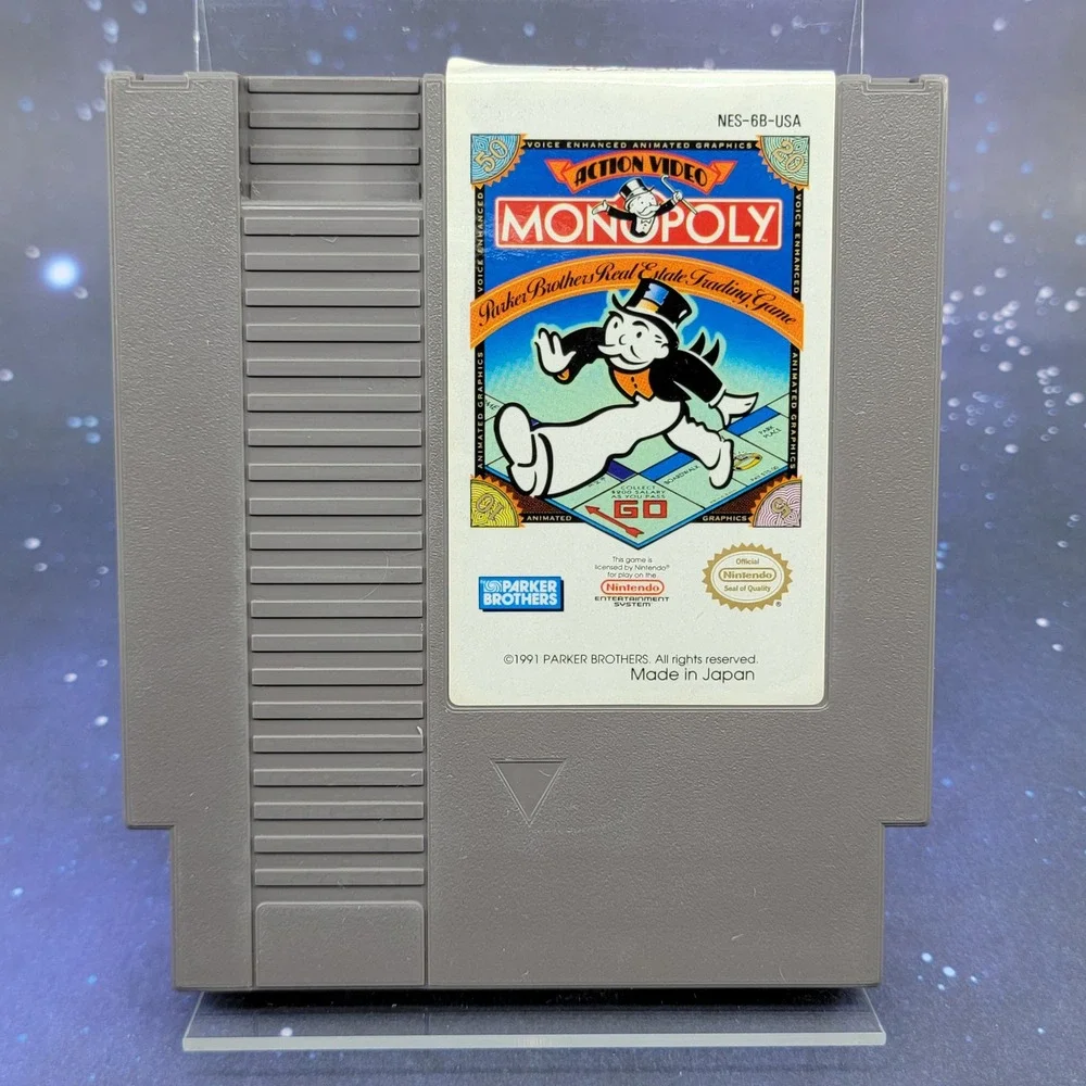 Monopoly Nintendo NES Video Game Cartridge Parker Brothers NES-6B-USA 1991
